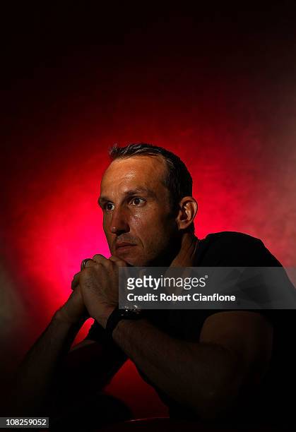 Mark Schwarzer of Australia poses for a portrait during an Australian Socceroos media session at the Marriot Hotel on January 23, 2011 in Doha,...