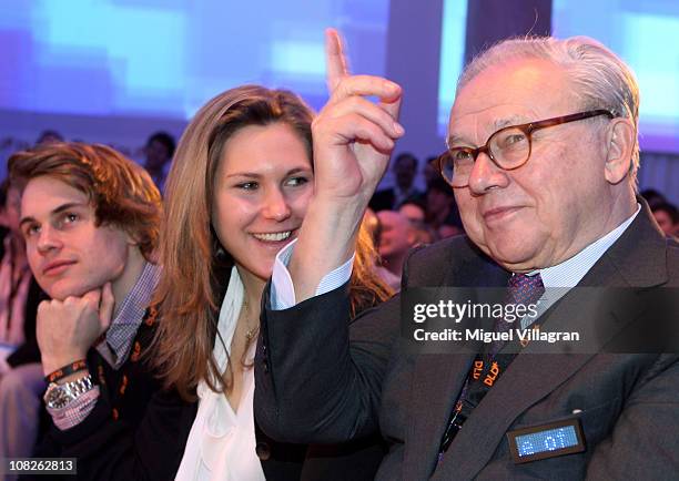 Hubert Burda , publisher and DLD-Co-Chairman , and his daughter Elisabeth Burda and son Jacob Burda attend the Digital Life Design conference at HVB...