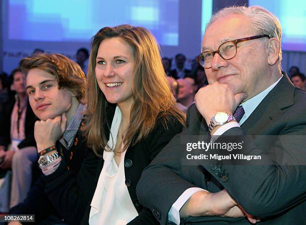 Hubert Burda , publisher and DLD-Co-Chairman , and his daughter Elisabeth Burda and son Jacob Burda attend the Digital Life Design conference at HVB...