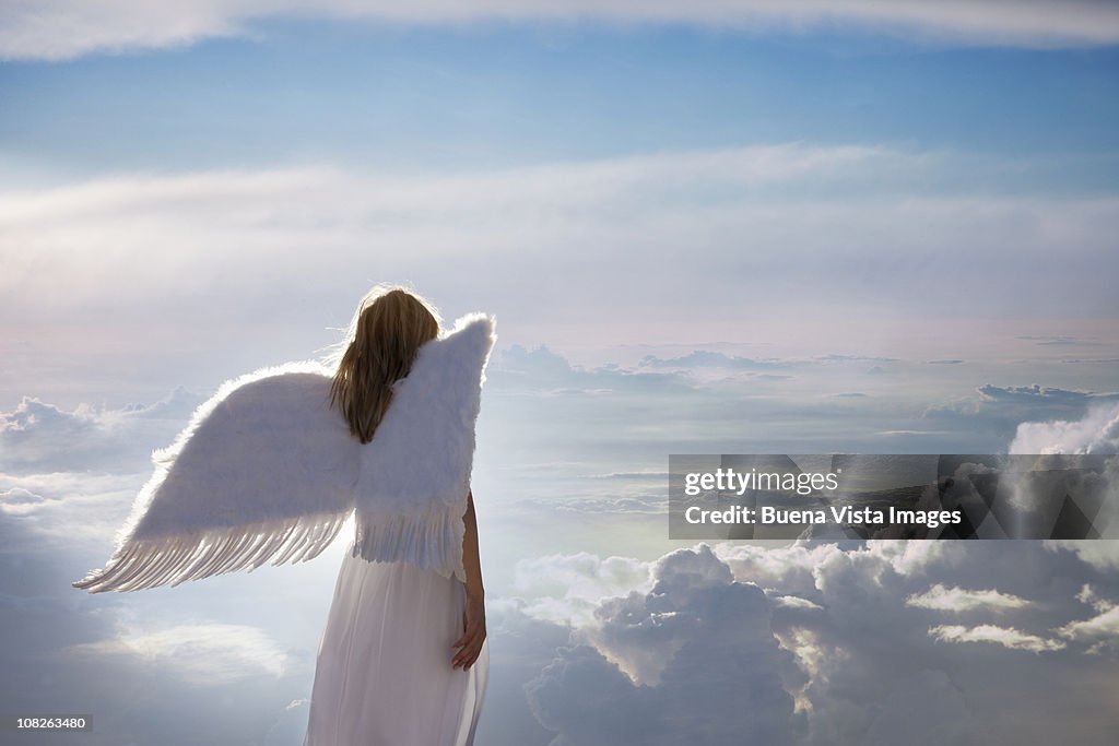Woman with angel wings