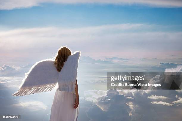 woman with angel wings - angel wings foto e immagini stock