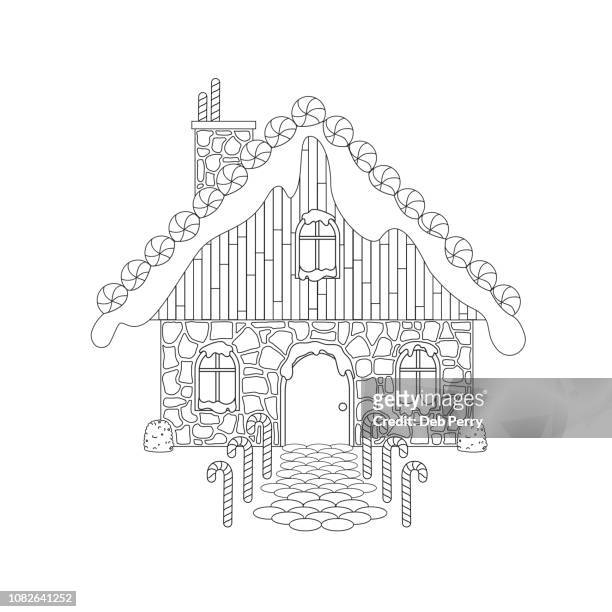 gingerbread house clipart black and white - gingerbread house cartoon stock pictures, royalty-free photos & images