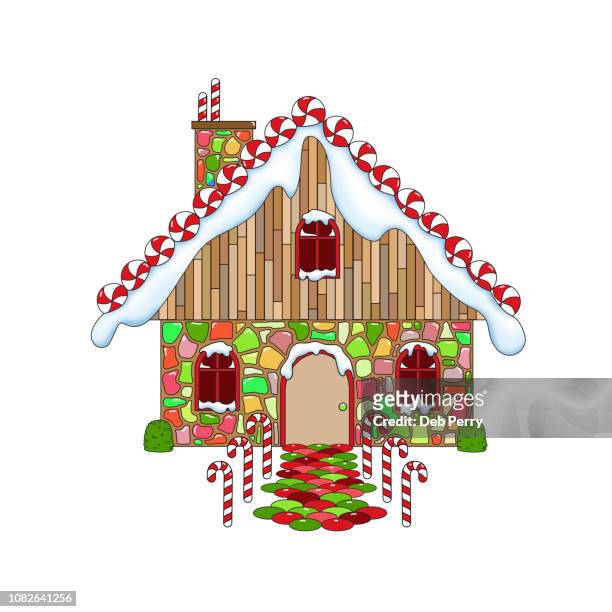 gingerbread house clipart - gingerbread house cartoon stock pictures, royalty-free photos & images