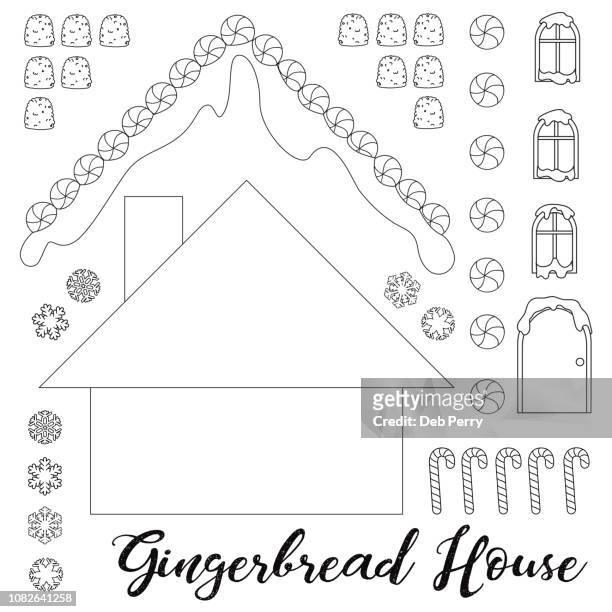 gingerbread house clip art pieces - gingerbread house cartoon stock pictures, royalty-free photos & images