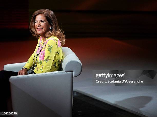 The President of Confindustria Emma Marcegaglia attends 'Che Tempo Che Fa' Italian Tv Show held at Rai Studios on January 23, 2011 in Milan, Italy.