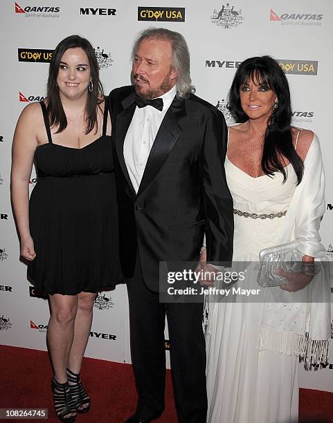 Alexandra Gibb, Barry Gibb and Linda Ann Gibb arrives at the G'Day USA Australia Week 2011 Black Tie Gala at Hollywood Palladium on January 22, 2011...