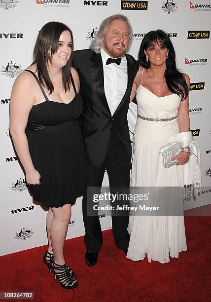 Alexandra Gibb, Barry Gibb and Linda Ann Gibb arrives at the G'Day USA Australia Week 2011 Black Tie Gala at Hollywood Palladium on January 22, 2011...