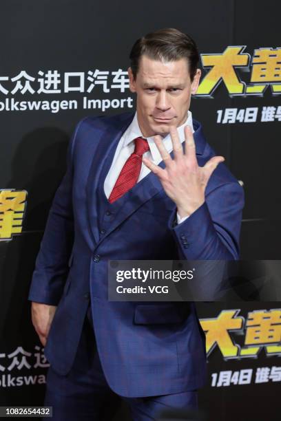 American actor/wrestler John Cena attends the press conference of film 'Bumblebee' on December 14, 2018 in Beijing, China.