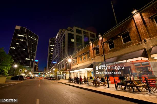 night scene from downtown regina - regina saskatchewan stock pictures, royalty-free photos & images