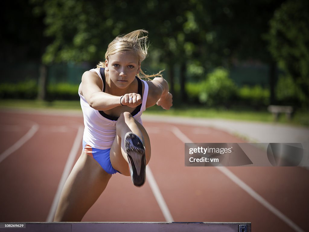 Woman Hurdling