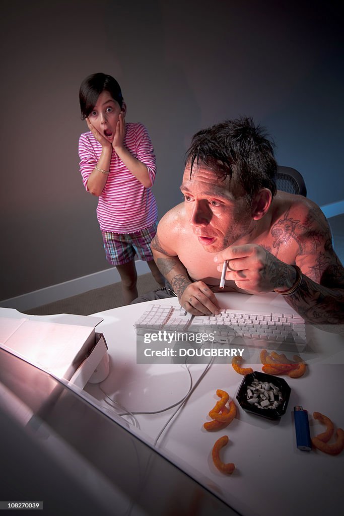 Dad caught surfing adult web site