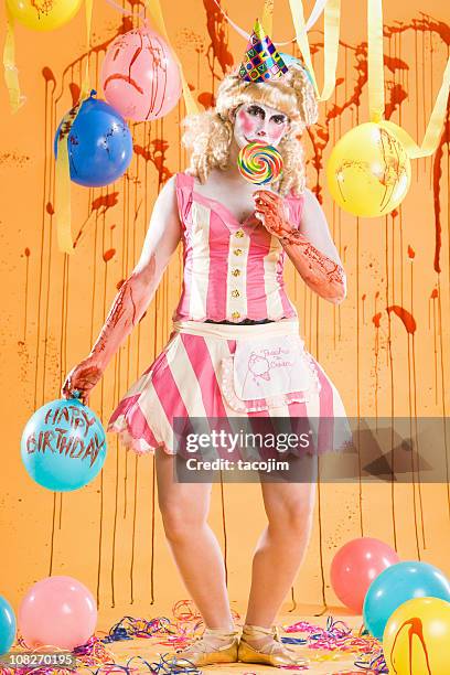 unhappy birthday - killer clown stock pictures, royalty-free photos & images