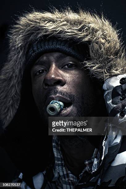 the winter pimp - gangster rap stock pictures, royalty-free photos & images