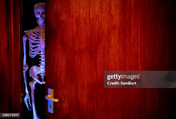 skeleton in the cupboard - funny skeleton stock pictures, royalty-free photos & images