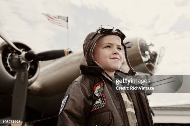 american heroes - kid pilot stock pictures, royalty-free photos & images