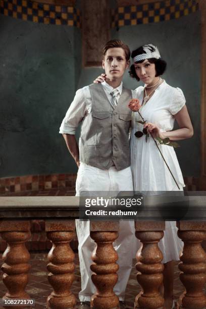 vintage couple in love - flapper stock pictures, royalty-free photos & images