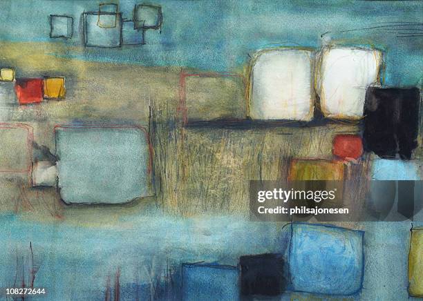 abstract painting of different color squares - modern art stock illustrations