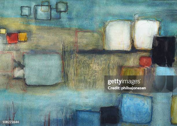 abstract painting of different color squares  - expressionism stock illustrations