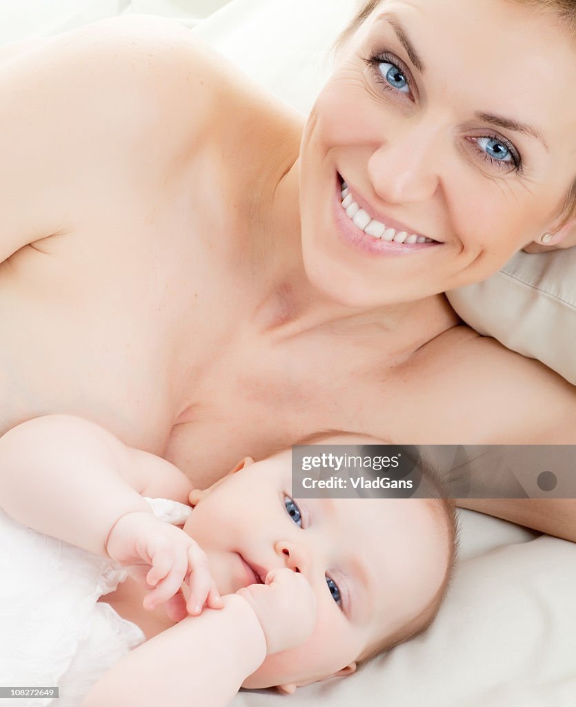 Newborn baby with mother