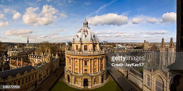panoramic photo of the oxford skyline and radcliffe camera - oxford england stock pictures, royalty-free photos & images