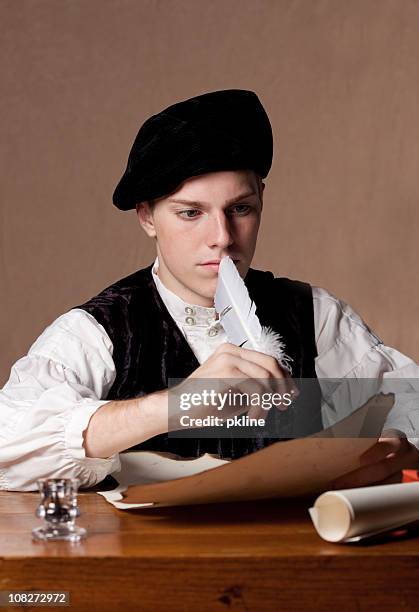 nobleman writing - quill pen stock pictures, royalty-free photos & images