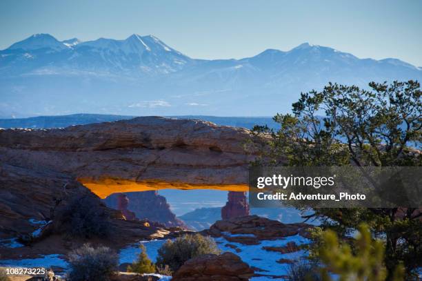 mesa arch landscape in canyonlands national park, moab, utah - mesa arch stock pictures, royalty-free photos & images