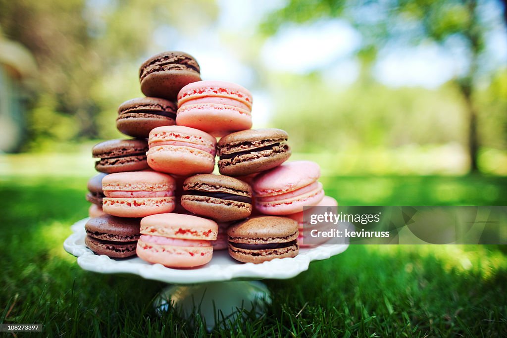 Apilar Macarons hierba fuente