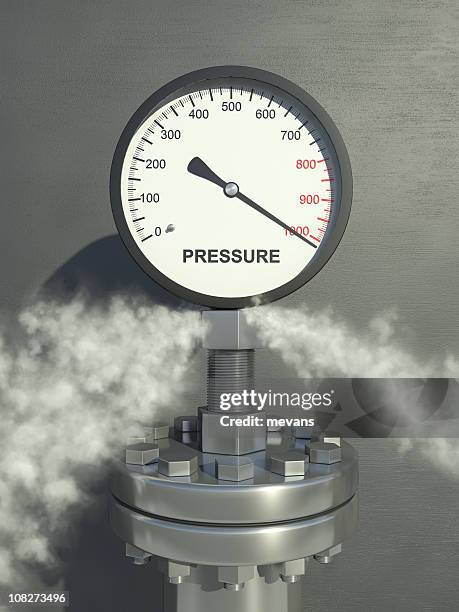 pressure gauge on full with releasing steam - pressure gauge stock pictures, royalty-free photos & images