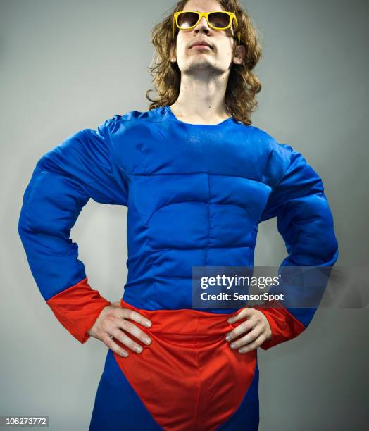 superheld - fake muscle costume stock-fotos und bilder