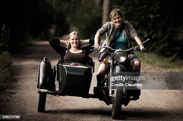 motorcycle with sidecar - motorbike sidecar stock pictures, royalty-free photos & images