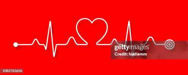 vector electrocardiogram and heart pattern (health concept) - pulse trace stock illustrations