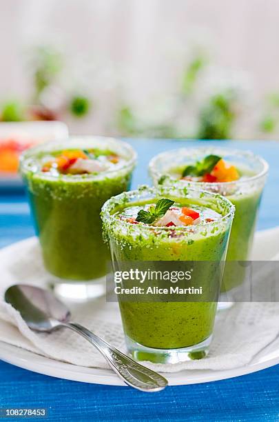 cucumber gazpacho with wasabi - gazpacho stock pictures, royalty-free photos & images