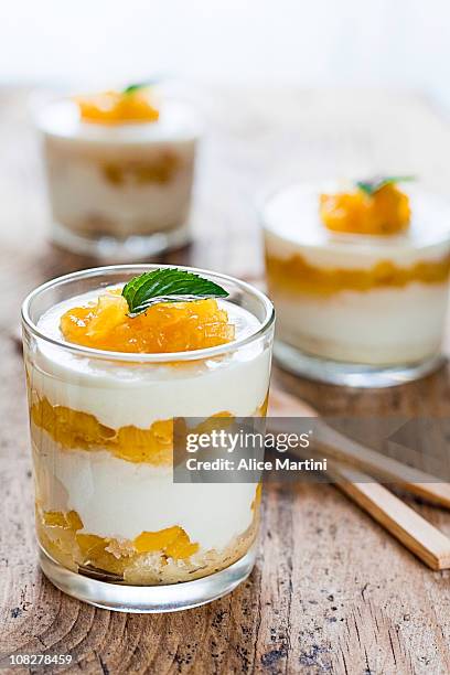 yogurt,  pineapple and ginger trifle - trifle stock pictures, royalty-free photos & images