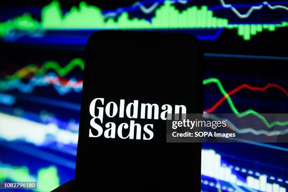 Goldman Sachs logo is seen on an android mobile phone Goldman Sachs logo is seen on an android mobile phone