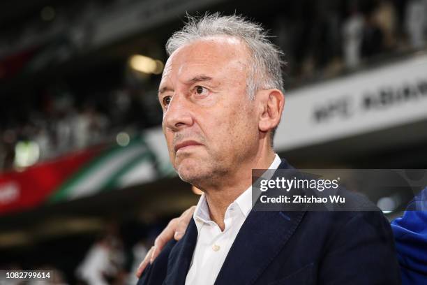 Alberto Zaccheroni coach of United Arab Emirates in action during the AFC Asian Cup Group A match between the United Arab Emirates and Thailand at...