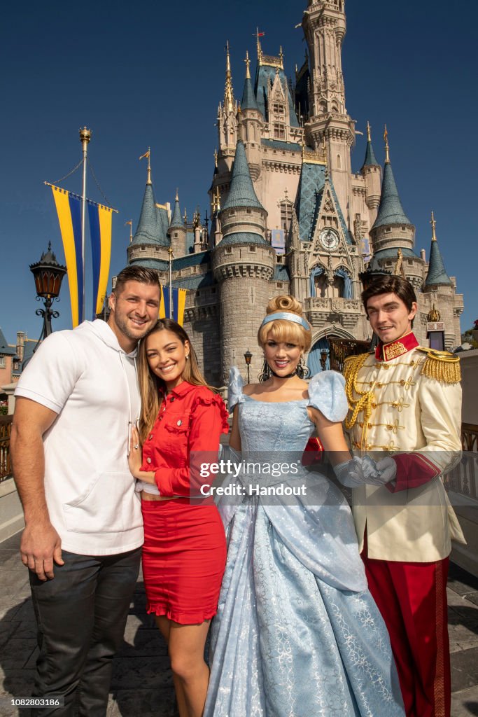 Tim Tebow and fiancé Demi-Leigh Nel-Peters Celebrate at Walt Disney World