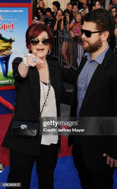 Sharon Osbourne and Jack Osbourne arrive at the "Gnomeo And Juliet" Los Angeles Premiere at the El Capitan Theatre on January 23, 2011 in Hollywood,...