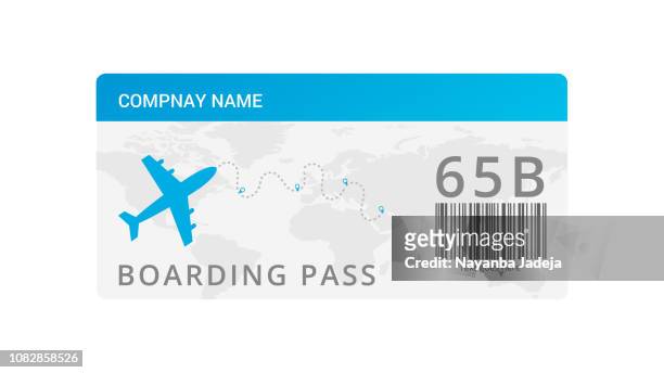 illustrazioni stock, clip art, cartoni animati e icone di tendenza di vettore modello biglietto aereo - air travel