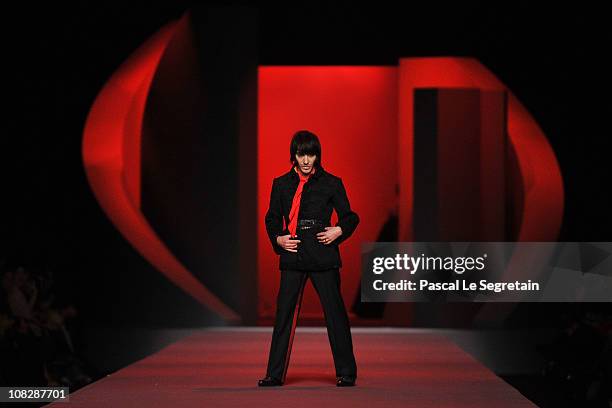 Designer John Galliano walks the runway during the Christian Dior show as part of the Paris Haute Couture Fashion Week Spring/Summer 2011 at Musee...