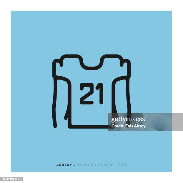 jersey rounded line icon - rugby jersey back stock illustrations