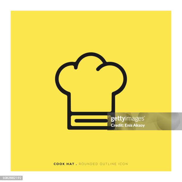kochen sie hat abgerundete liniensymbol - kochmütze stock-grafiken, -clipart, -cartoons und -symbole