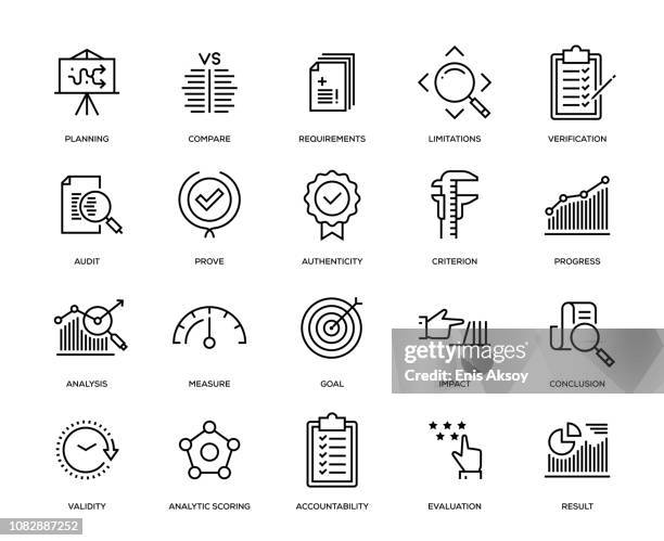 assessment icon set - comparaison stock illustrations