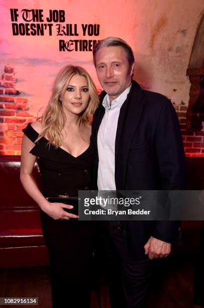 Katheryn Winnick and Mads Mikkelsen attend the New York special screening of the Netflix film "POLAR" at The Roxy Cinema on January 14, 2019 in New...