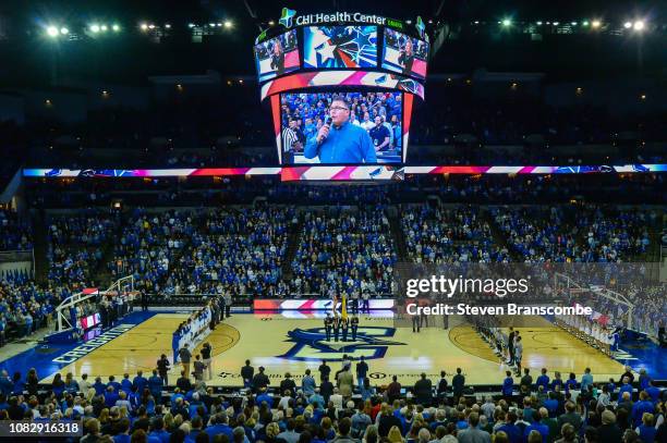 General view of the arena before the game between the Green Bay Phoenix and the Creighton Bluejays at CHI Health Center Omaha on December 14, 2018 in...