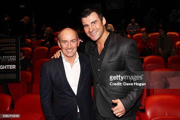 Barry McGuigan and Joe Calzaghe attend a special boxers screening of The Fighter held at The Soho Hotel on January 24, 2011 in London, England.