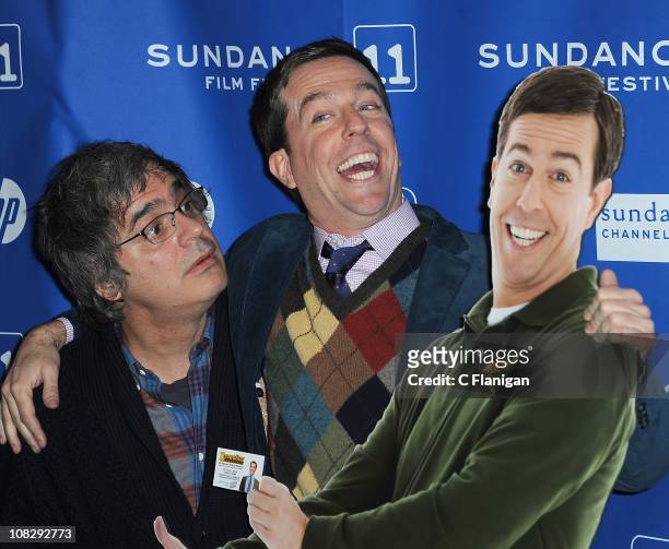 Director Miguel Arteta and Actor Ed Helms attend the "Cedar Rapids" Premiere during the 2011 Sundance Film Festival on January 23, 2011 in Park City,...