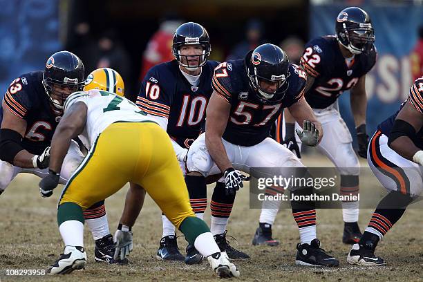 Quarterback Todd Collins of the Chicago Bears under center while taking on the Green Bay Packers in the NFC Championship Game at Soldier Field on...