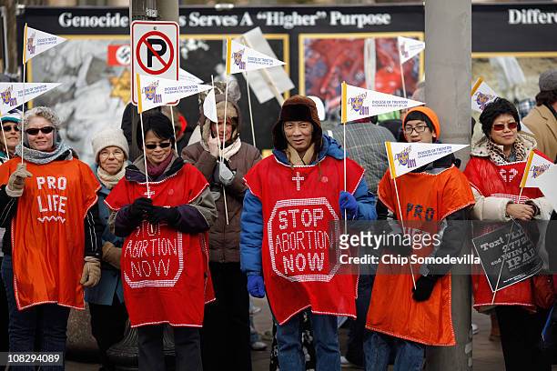 Tens of thousands of anti-abortion demonstrators march along Constitution Avenue toward the Supreme Court during the March for Life January 24, 2011...