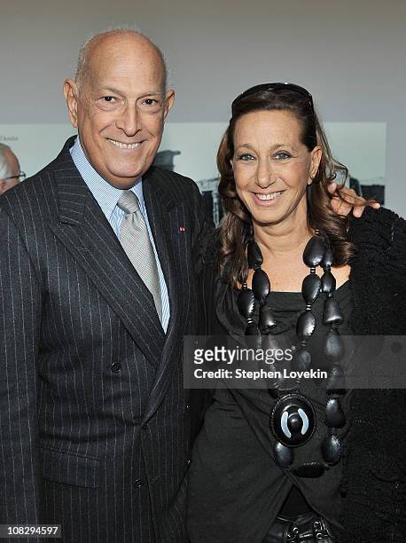 Designers Oscar de la Renta and Donna Karan attend the Tribute To The Models Of Versailles 1973 at The Metropolitan Museum Of Art on January 24, 2011...