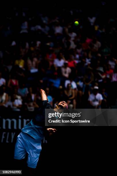 Alexander Zverev of Germany serves the ball during day 2 of the Australian Open on January 15 2019, at Melbourne Park in Melbourne, Australia.